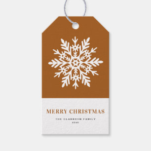 Etiqueta Para Presente Natal Laranja Queimada Floco de Neve Branco Capric