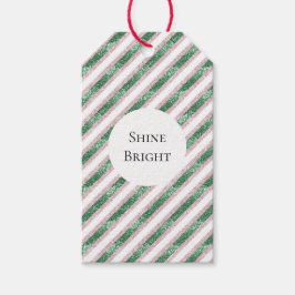 Etiqueta Para Presente Natal Listras Brilho Rosa Bege Verde