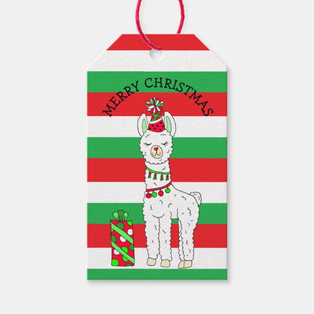 Etiqueta Para Presente Natal Llama Fa La Cute Festivo (Frente)