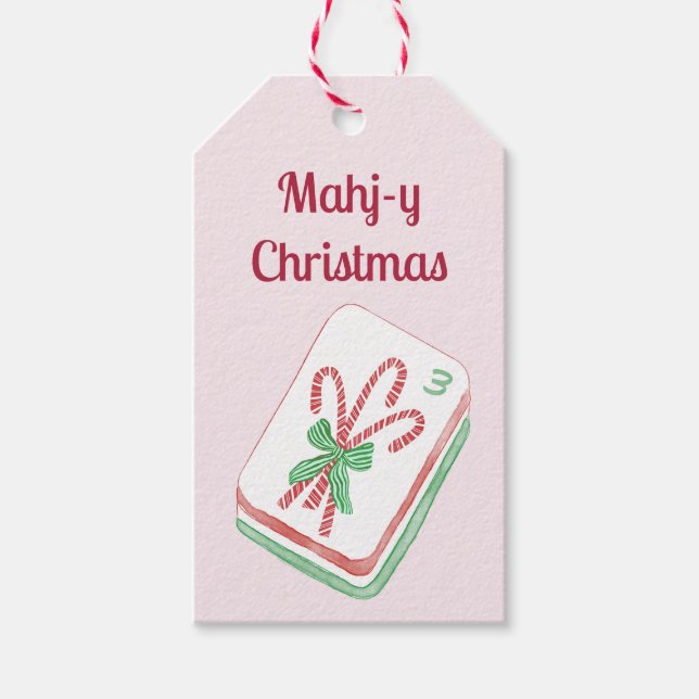 Etiqueta Para Presente Natal Mahjong Mahj-y  (Frente)