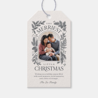 Etiqueta Para Presente Natal Mais Alegre Pequeno Vintage Botânico - Cinza