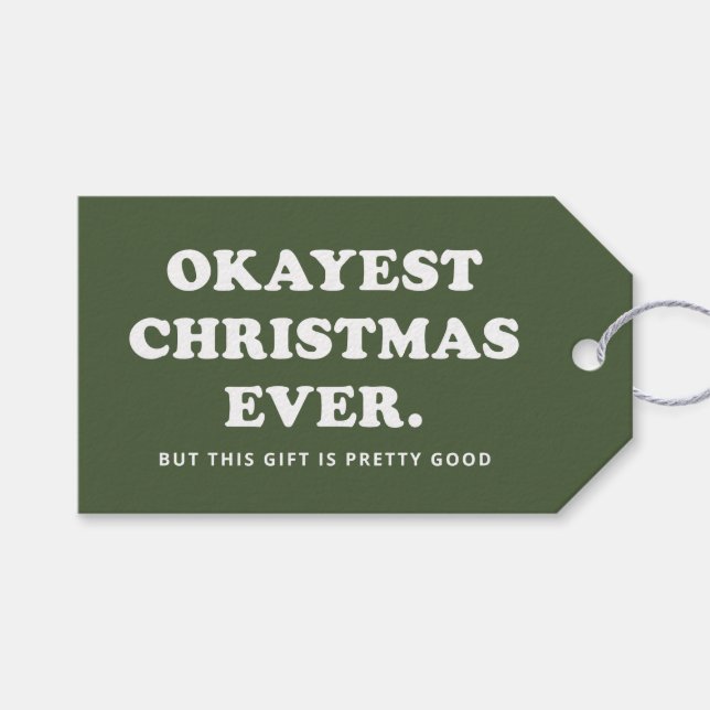 Etiqueta Para Presente Natal mais engraçado, feriado verde (Frente (horizontal))