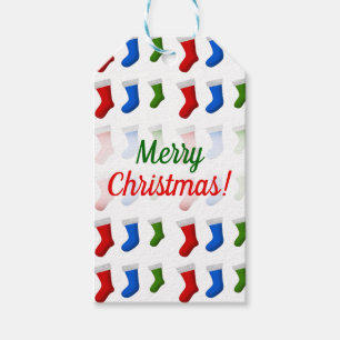Etiqueta Para Presente Natal; Meias vermelhas, azuis e verdes do Natal