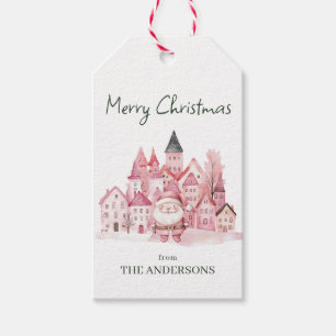 Etiqueta Para Presente Natal Moderna Cidade Rosa Bonita de Inverno