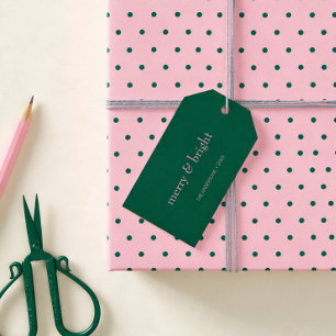 Etiqueta Para Presente Natal Moderno Alegre & Brilhante Verde Rosa