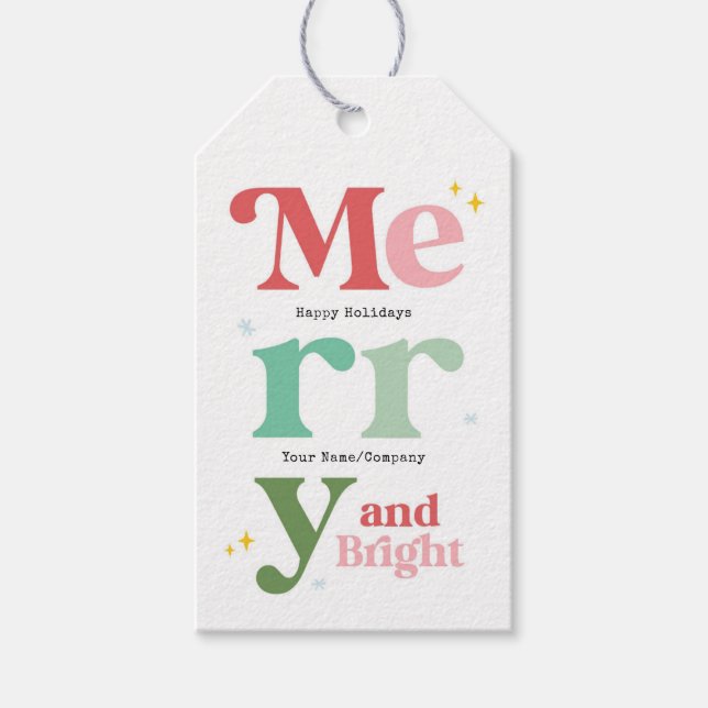 Etiqueta Para Presente Natal Moderno Alegre e Brilhante  (Frente)