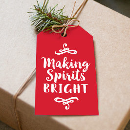 Etiqueta Para Presente Natal Moderno Fazendo Espíritos Brilhantes Vermelh
