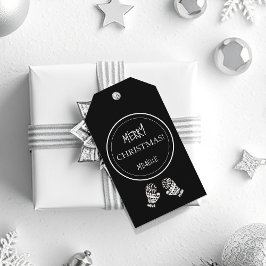 Etiqueta Para Presente Natal Moderno Preto e Branco Personalizado