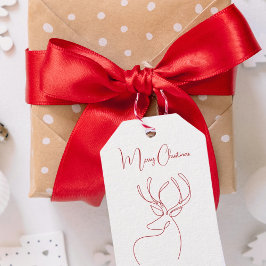 Etiqueta Para Presente Natal moderno vermelho branco abstrato de rena