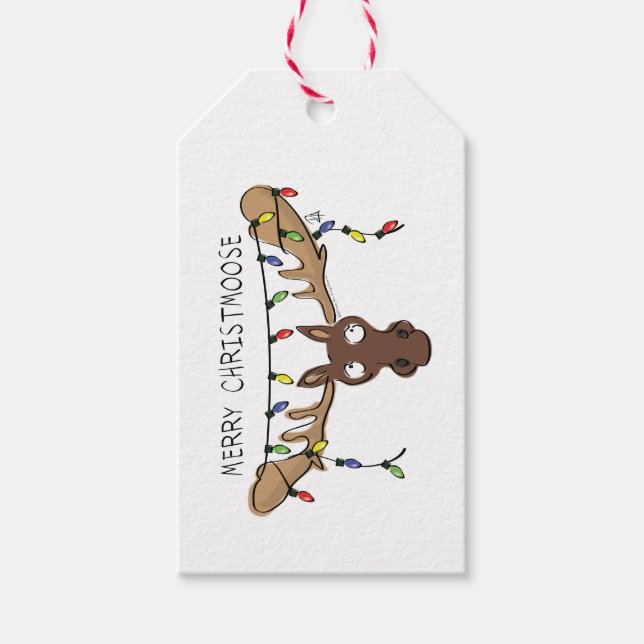 Etiqueta Para Presente Natal Moose Bonito e Engraçado Christmoose (Frente)