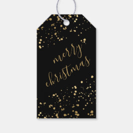 Etiqueta Para Presente Natal Negro e ouro Feliz