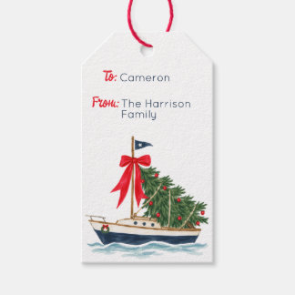 Etiqueta Para Presente Natal nos Hamptons com veleiro náutico