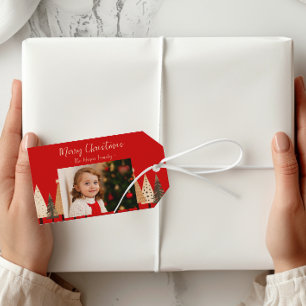 Etiqueta Para Presente Natal - Paisagem Neutra da Floresta Inverna