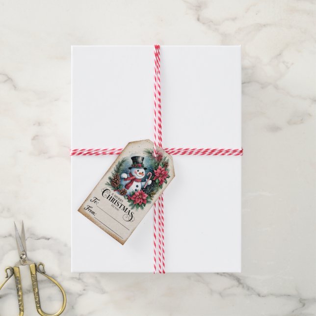Etiqueta Para Presente Natal Papai Noel Antigo (Com cordão)