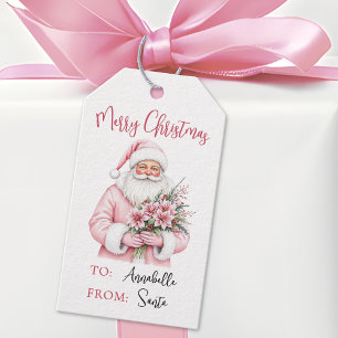 Etiqueta Para Presente Natal Papai Noel Rosa