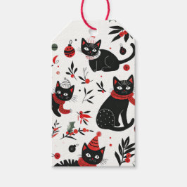 Etiqueta Para Presente Natal para Gatos Pretos Retro Bonitos