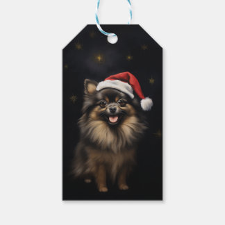 Etiqueta Para Presente Natal Personalizável para Pomeraniano Negro e Tan