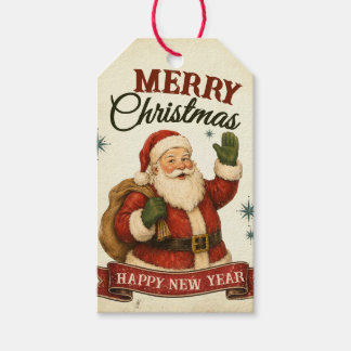 Etiqueta Para Presente Natal Retrô Alegre e Feliz Ano Novo
