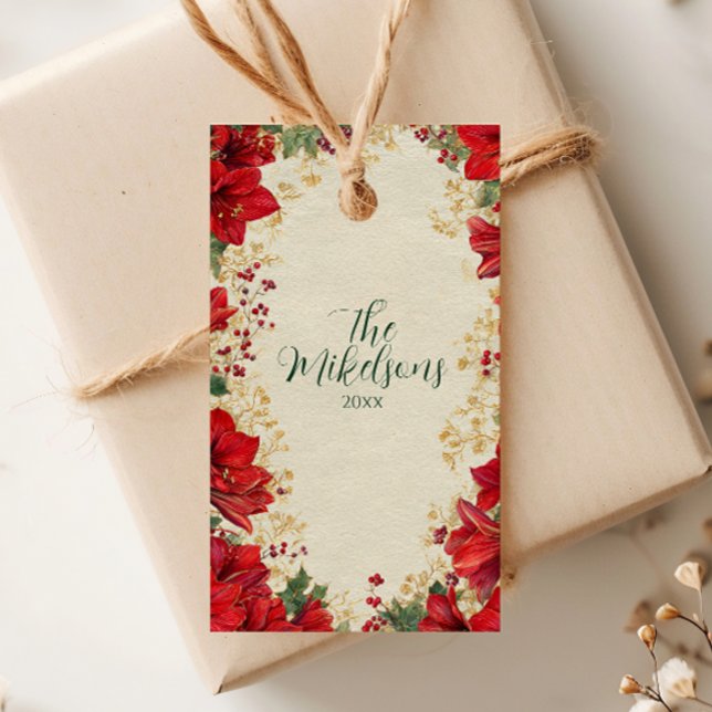 Etiqueta Para Presente Natal Russo do Red Amaryllis (Criador carregado)
