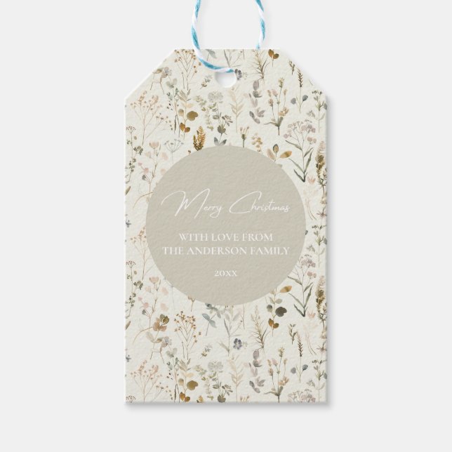Etiqueta Para Presente Natal Rustic Botanical Wildflower (Frente)