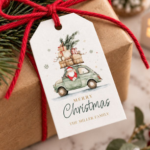 Etiqueta Para Presente Natal Rustico Papai Noel Carro Aquarela