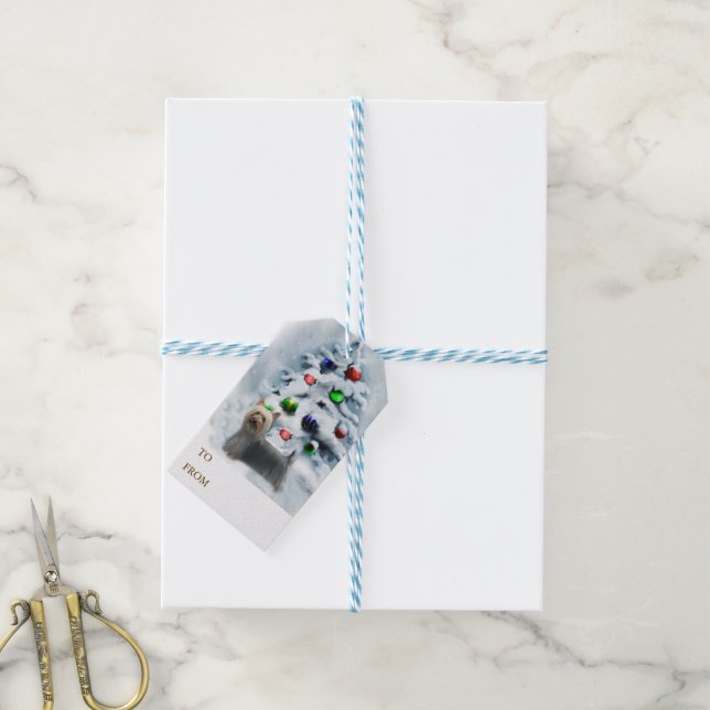 Etiqueta Para Presente Natal Silky Terrier (Com cordão)