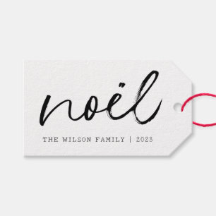 Etiqueta Para Presente NATAL Simples da Família de Manuscrito Noel