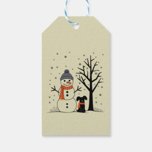 Etiqueta Para Presente Natal Snowman Xmas Dog Winter