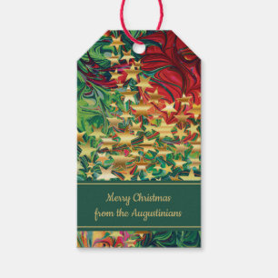 Etiqueta Para Presente NATAL STARS Abstrato Vermelho Verde Personalizado