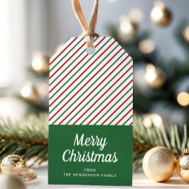 Etiqueta Para Presente Natal Verde Vermelho Listrado Moderno 