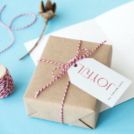 Etiqueta Para Presente Natal Vermelho com Tipografia Alegre Moderna