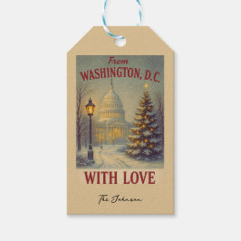 Etiqueta Para Presente Natal Vintage De Washington DC Com Amor