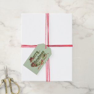 Etiqueta Para Presente Natal vintage que cumprimenta com azevinho