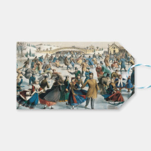 Etiqueta Para Presente Natal Vitoriano Central Park Currier & Ives