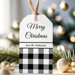 Etiqueta Para Presente Natal Xadrez Preto E Branco Rústico