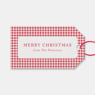 Etiqueta Para Presente Natal Xadrez Vermelho Clássico Fofo 