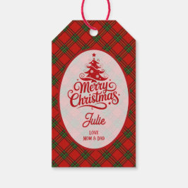 Etiqueta Para Presente Natal Xadrez Vermelho e Verde