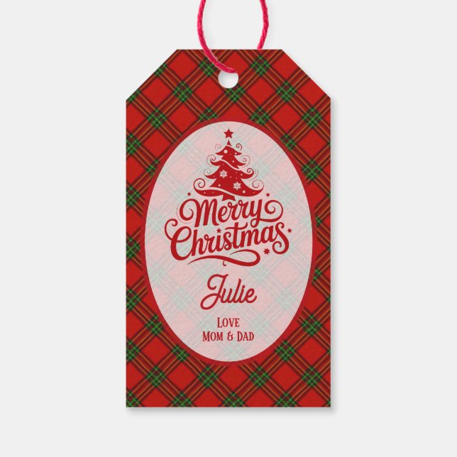 Etiqueta Para Presente Natal Xadrez Vermelho e Verde (Verso)