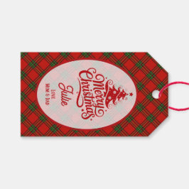 Etiqueta Para Presente Natal Xadrez Vermelho e Verde