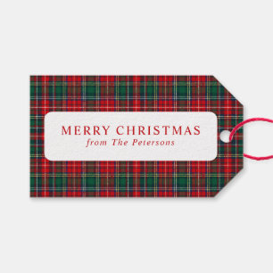 Etiqueta Para Presente Natal Xadrez Vermelho e Verde Clássico