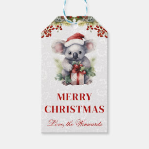 Etiqueta Para Presente Natalina de Aquarela Koala e Azevinho