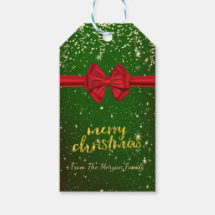 Etiqueta Para Presente Natelho elegante de Natal, Confete Dourado, Laço V