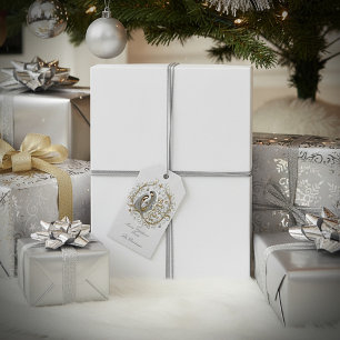 Etiqueta Para Presente Natividade de Natal prateada e dourada