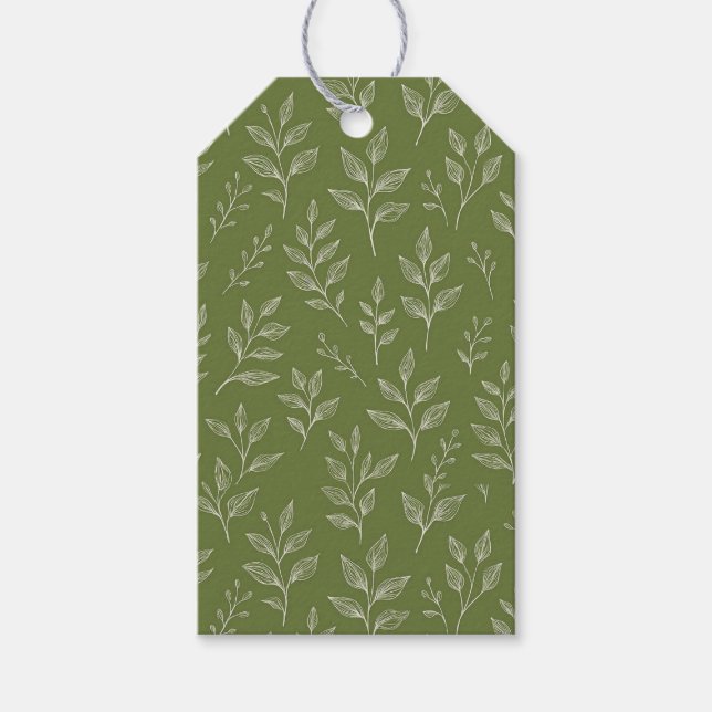 Etiqueta Para Presente Natureza Foliar Botânica (Frente)