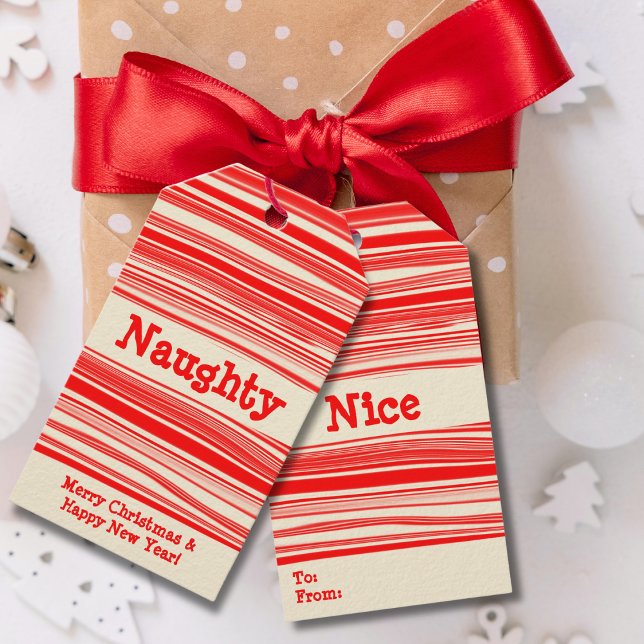 Etiqueta Para Presente Naughn Nice Red Cream Peppermint Candy (Criador carregado)