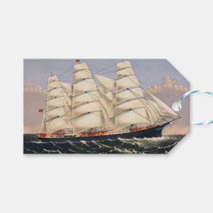 Etiqueta Para Presente Navio à Vela Náutico Antigo Currier & Ives