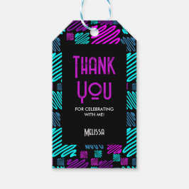 Etiqueta Para Presente Neon Purple Blue Geométrico Muito Obrigado