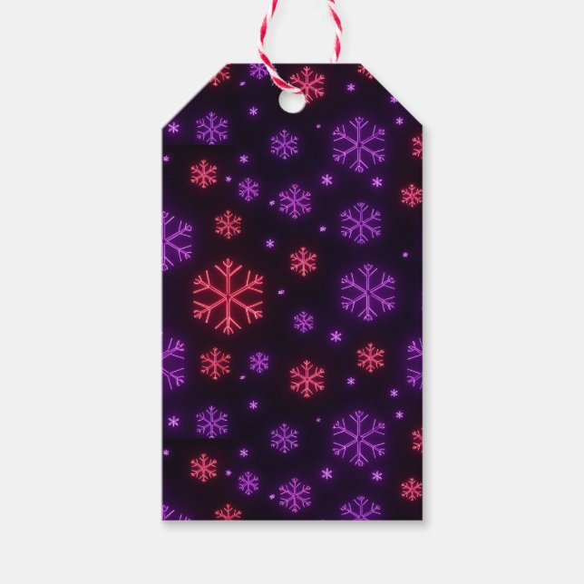 Etiqueta Para Presente Neon Snowflakes (Frente)