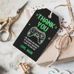 Etiqueta Para Presente Neon Video Game Arcade Level Up Aniversário Obriga