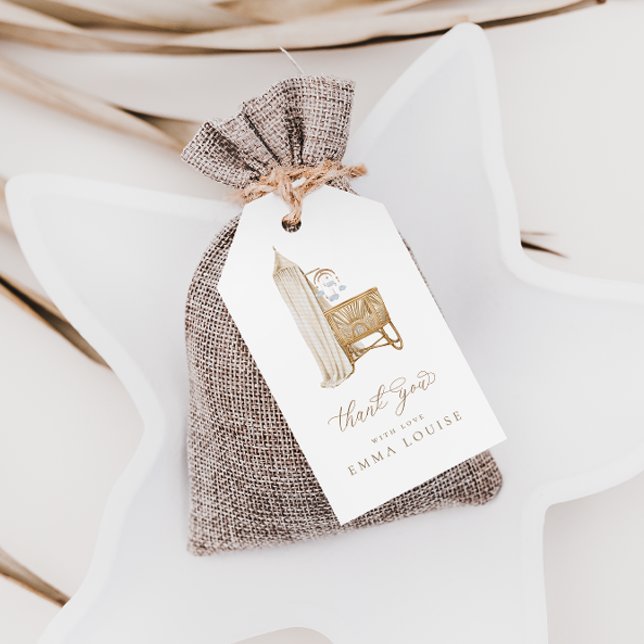 Etiqueta Para Presente Neutral Boho Baby Brunch Obrigado (Criador carregado)